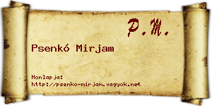Psenkó Mirjam névjegykártya